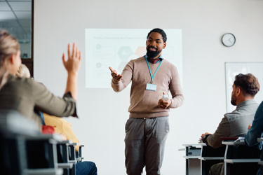 Teacher leads class