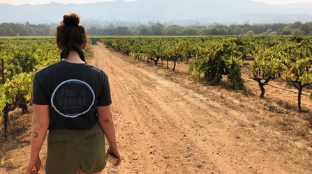 Woman standing in vineyard