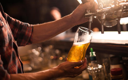 Pouring a beer