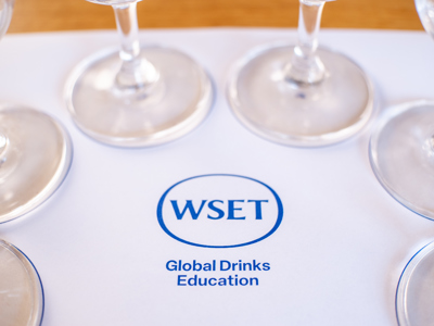 Glasses on tasting mat